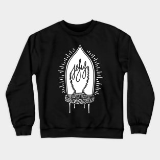 A vintage lamp with a spiral in the shape of the inscription Jesus. Crewneck Sweatshirt